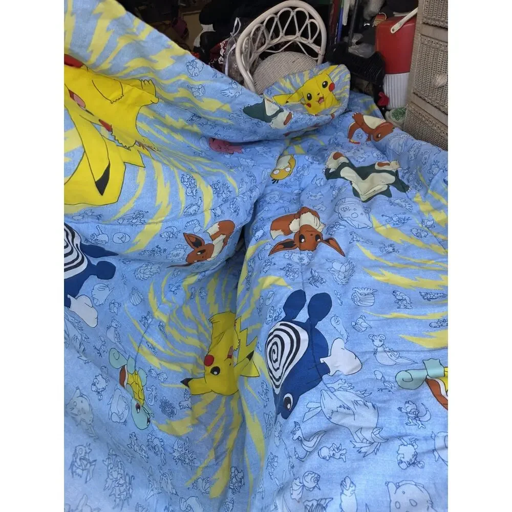 Vintage Nintendo 1998 Pokemon Full Size Bed Comforter Blanket 86x72in USA Made